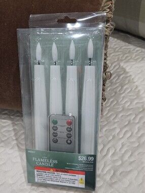 LED Flameless Candle Set with Remote - White, NWT